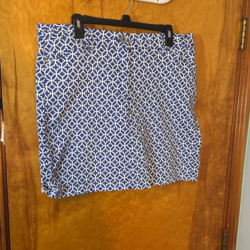 Charter Club Blue and White Patterned Pencil Skirt
